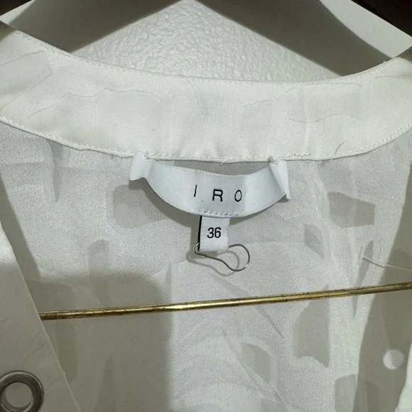 IRO Gilka Burnout Lace-Up Top REVOLVE Size 36/2 Small White Flutter Sleeve - Picture 4 of 10